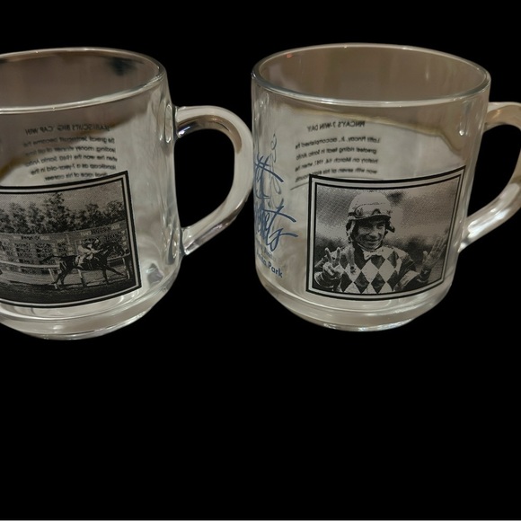 Rare Santa Anita Horse Racing Commemorative Glass Mug Set of 2 - Picture 7 of 9